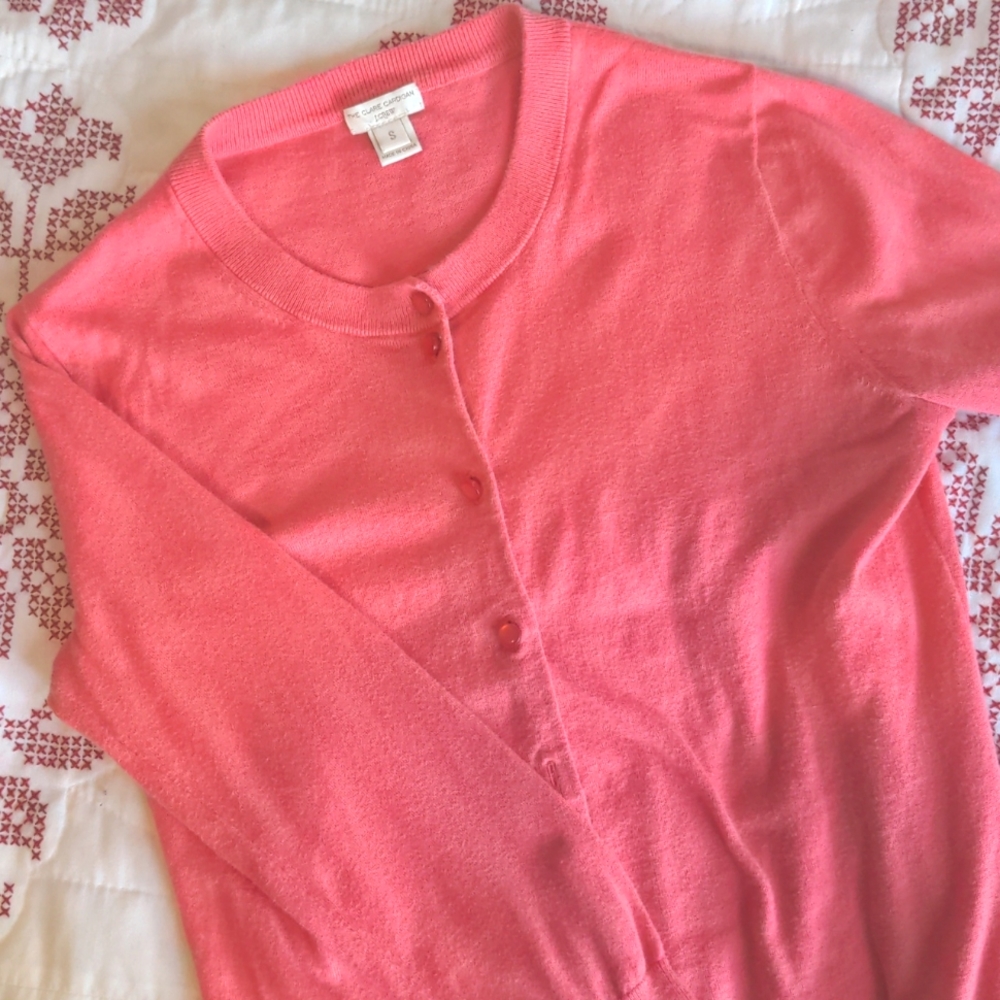 EUC Pink Clare Cardigan J Crew 3/4 sleeves